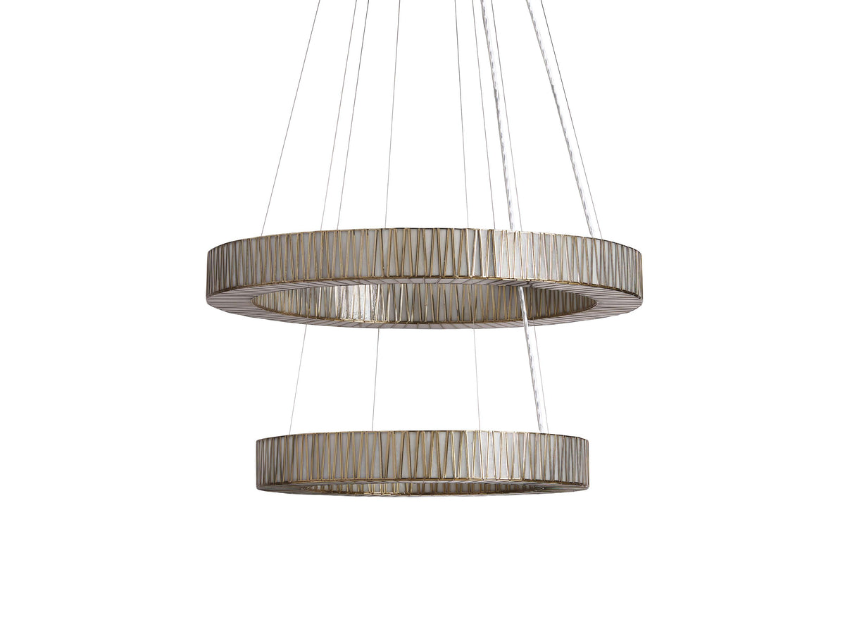 JeunetModern Glass Round Two-Tier Chandelier