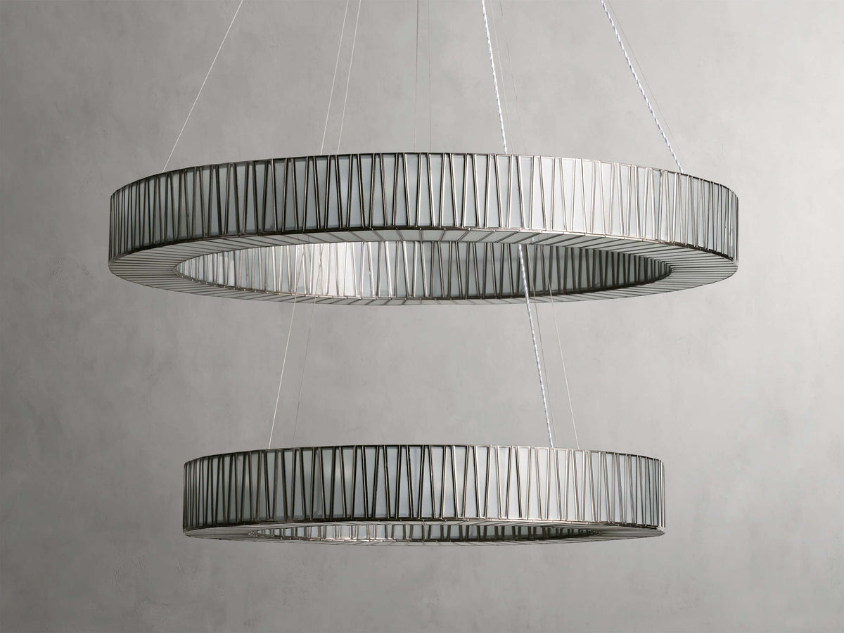 JeunetModern Glass Round Two-Tier Chandelier