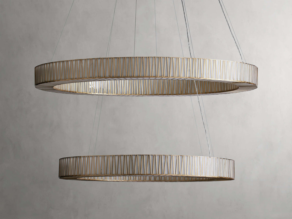 JeunetModern Glass Round Two-Tier Chandelier