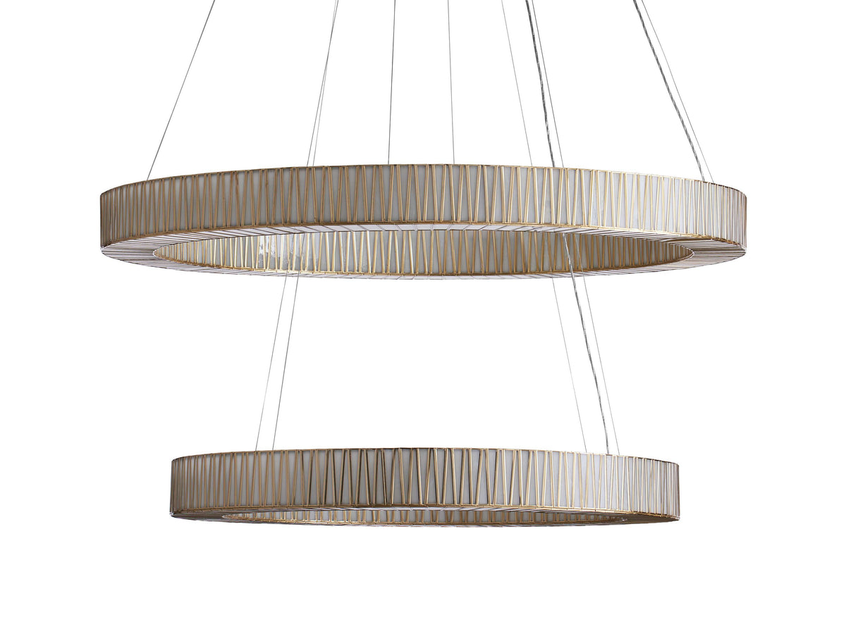 JeunetModern Glass Round Two-Tier Chandelier