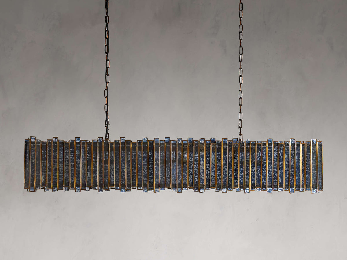 Laila Antiqued Glass Rectangular Chandelier