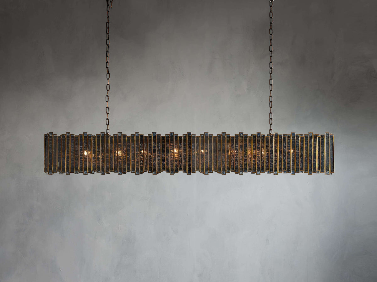 Laila Antiqued Glass Rectangular Chandelier