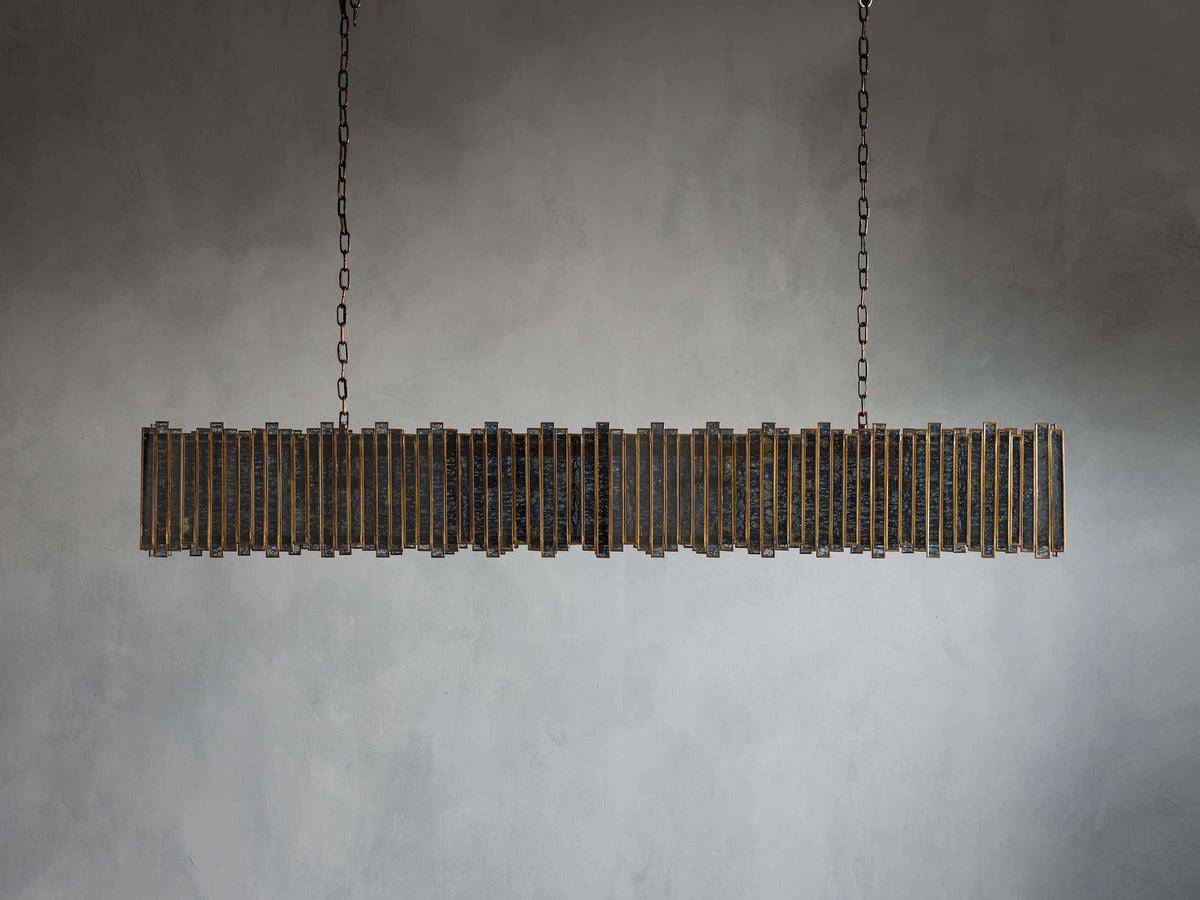 Laila Antiqued Glass Rectangular Chandelier