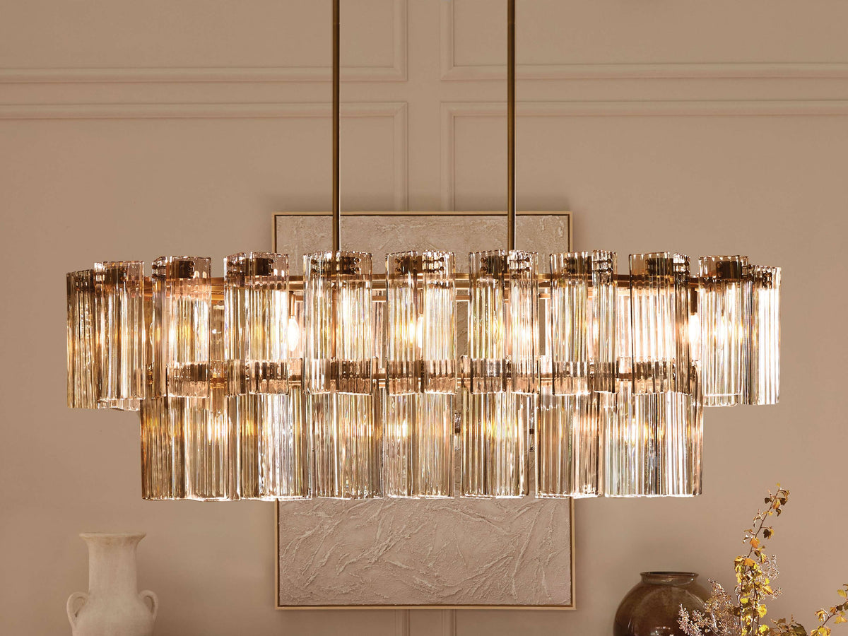 Delsie Vintage Glass Oval Chandelier