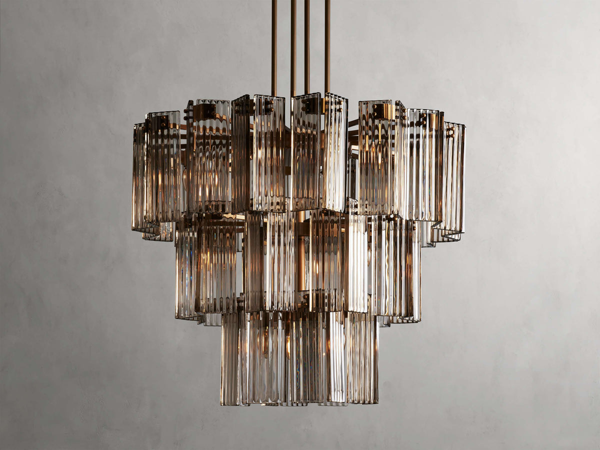Delsie Reeded Glass Tiered Round Chandelier