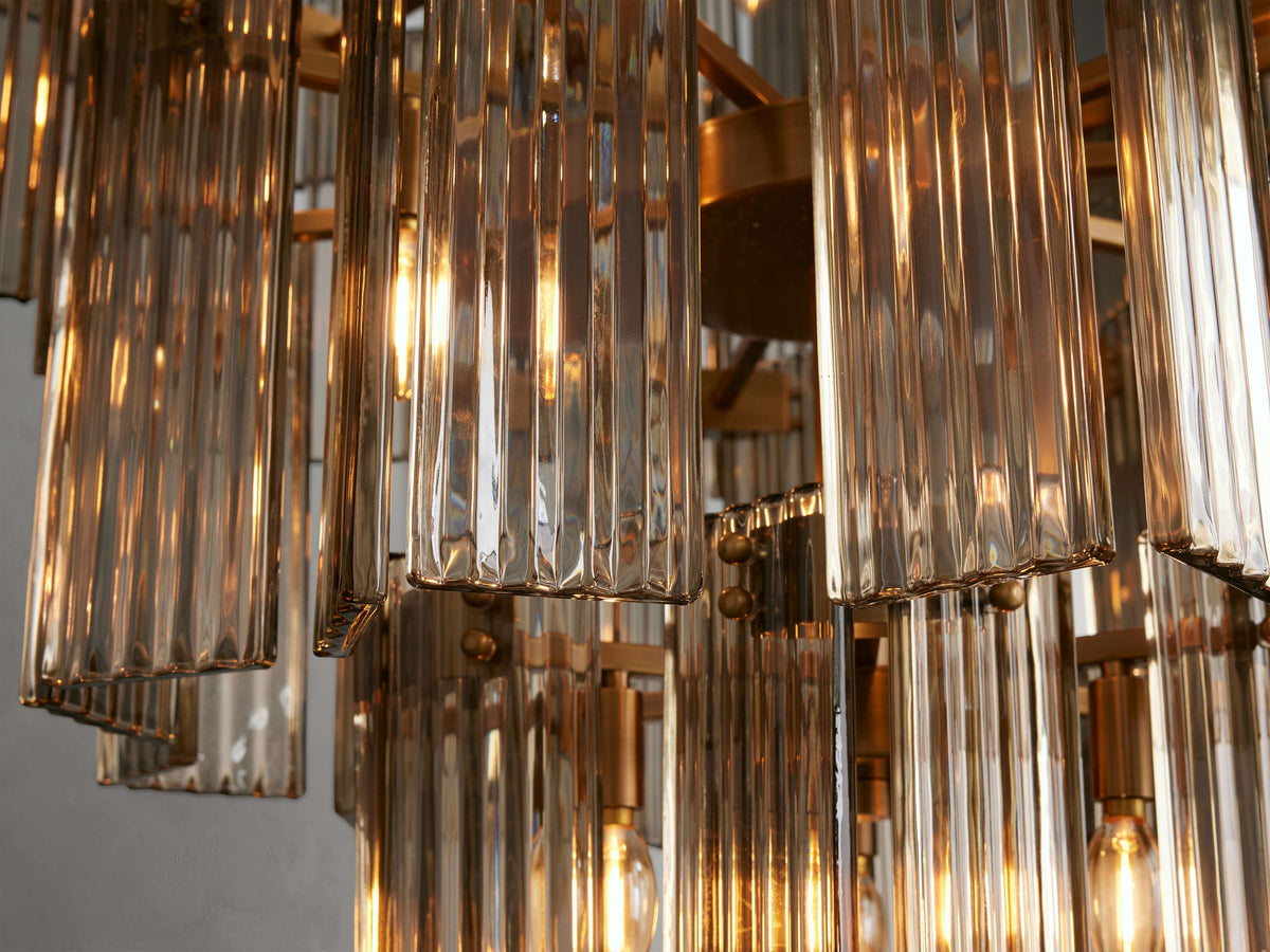 Delsie Reeded Glass Tiered Round Chandelier