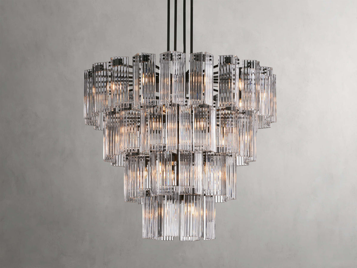 Delsie Reeded Glass Tiered Round Chandelier