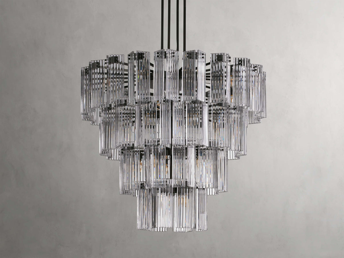 Delsie Reeded Glass Tiered Round Chandelier