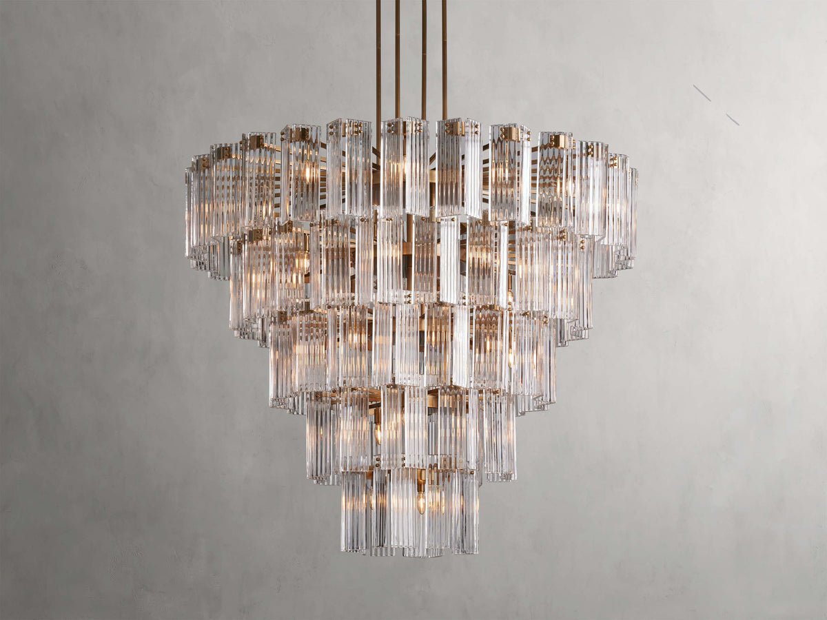 Delsie Reeded Glass Tiered Round Chandelier