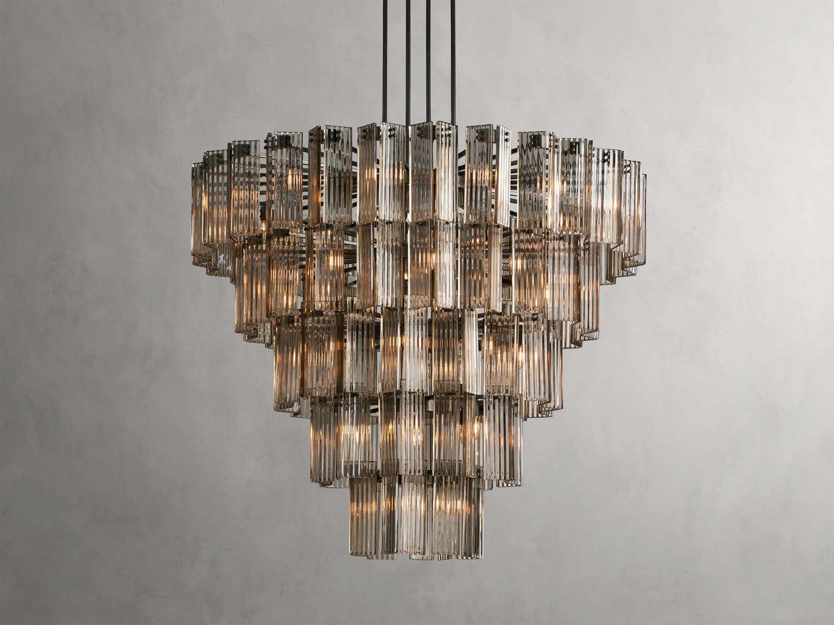 Delsie Reeded Glass Tiered Round Chandelier