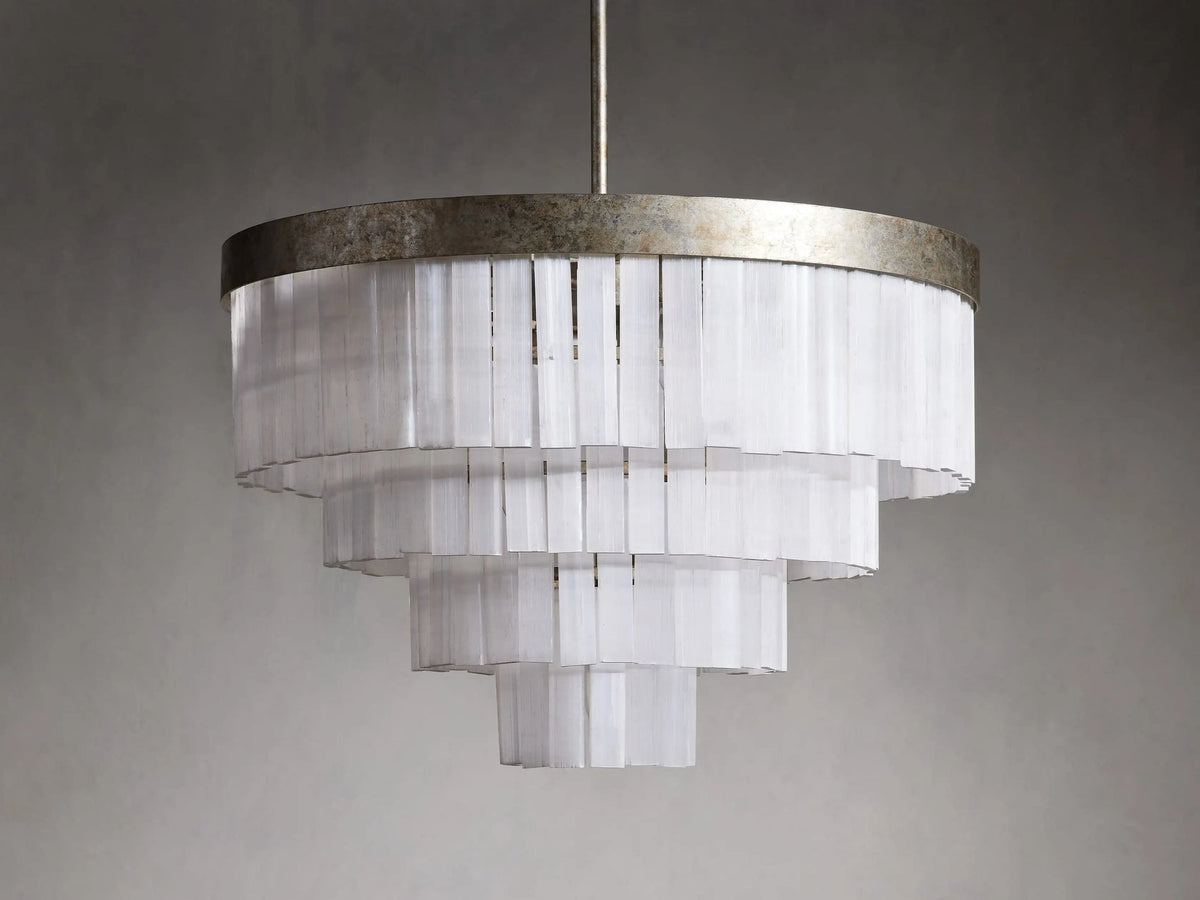 Cameron Selenite Crystal Round Chandelier