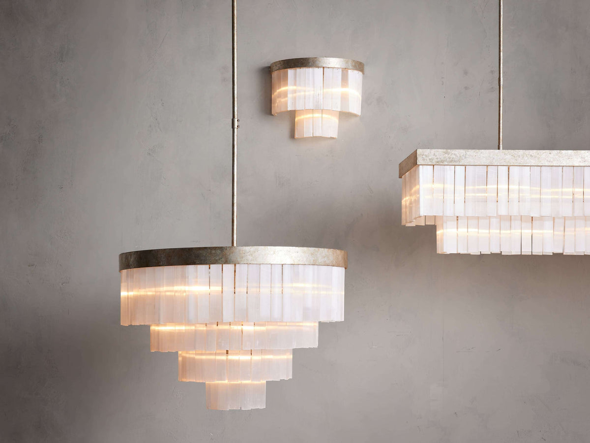Cameron Selenite Crystal Rectangular Chandelier