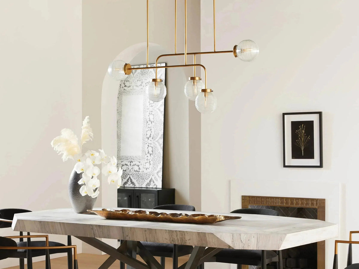 Sayre Ribbed Glass Linear Chandelier