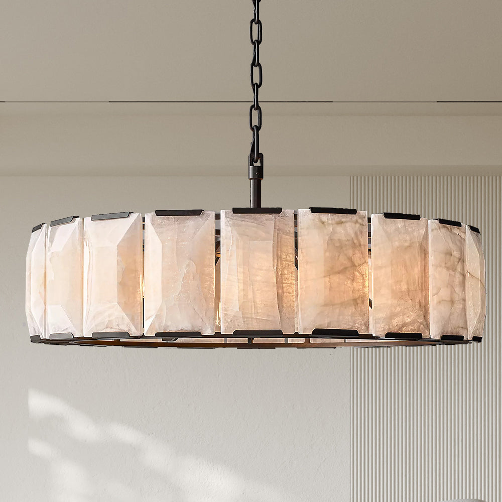 Harlow Faceted Calcite Round Chandelier 43"