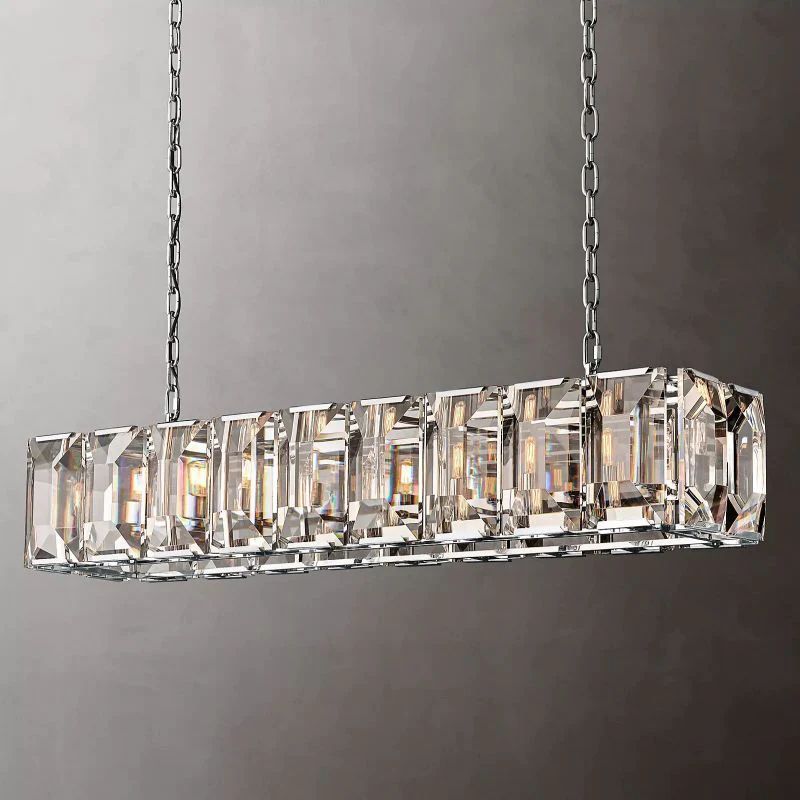 Harlow Faceted Crystal Rectangle Chandelier 62"