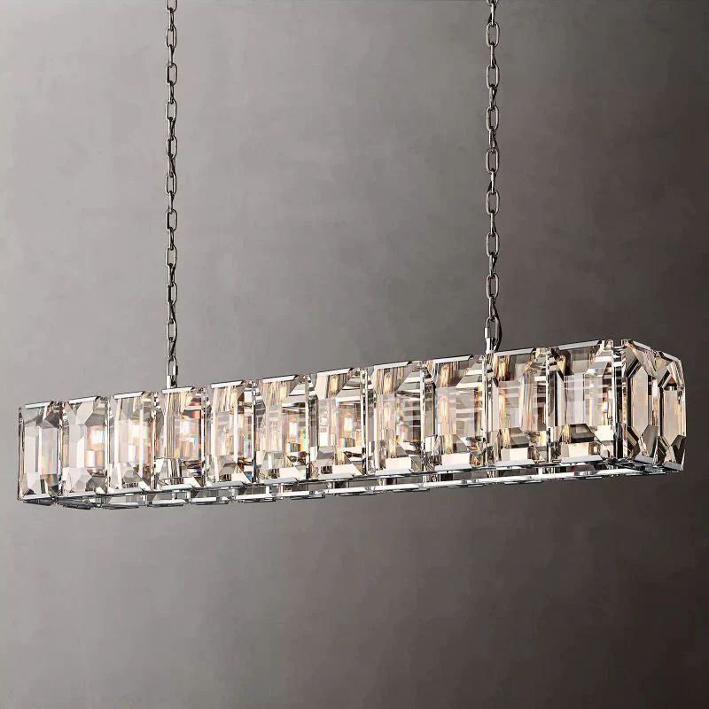 Harlow Faceted Crystal Rectangle Chandelier 74"