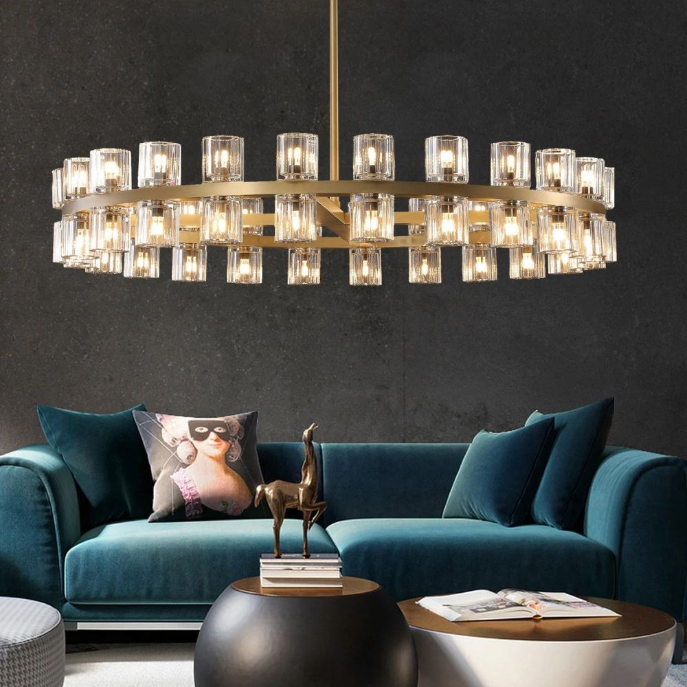 Arcachon Gear Crystal Round Chandelier 36"