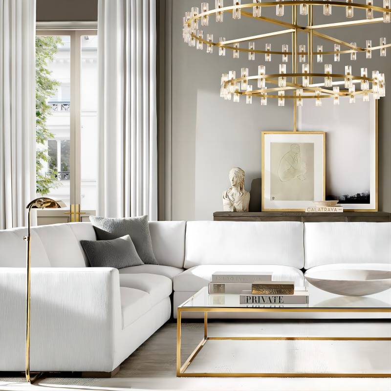 Arcachon Gear Crystal Two-Tier Round Chandelier 60"