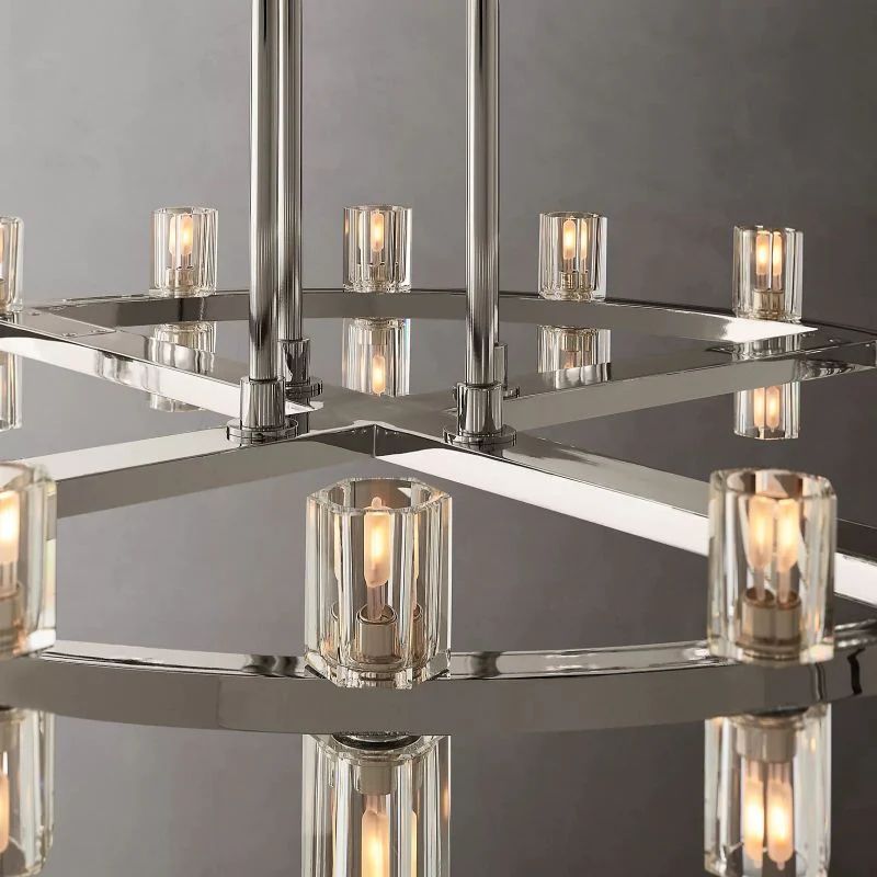 Arcachon Gear Crystal Two-Tier Round Chandelier 60"