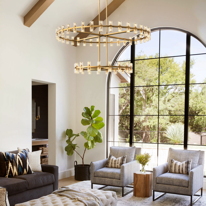 Arcachon Gear Crystal Two-Tier Round Chandelier 60"