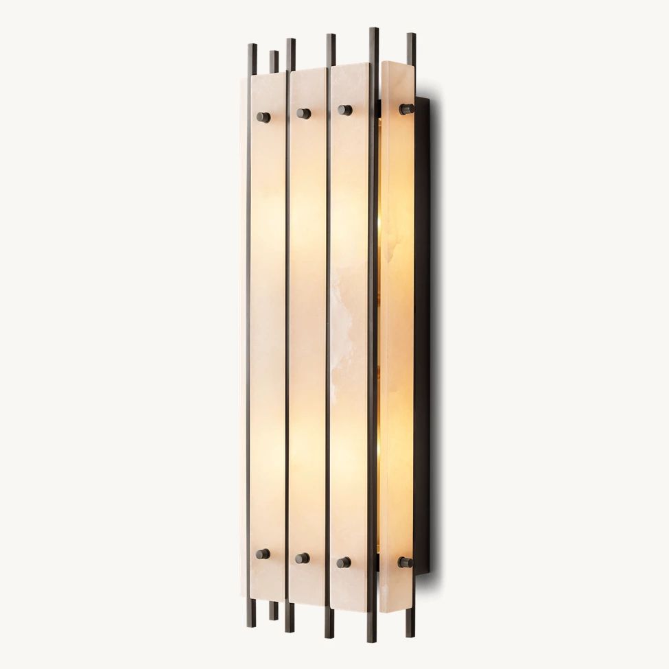 San Marco Vintage Alabaster Rectangular Wall Sconce