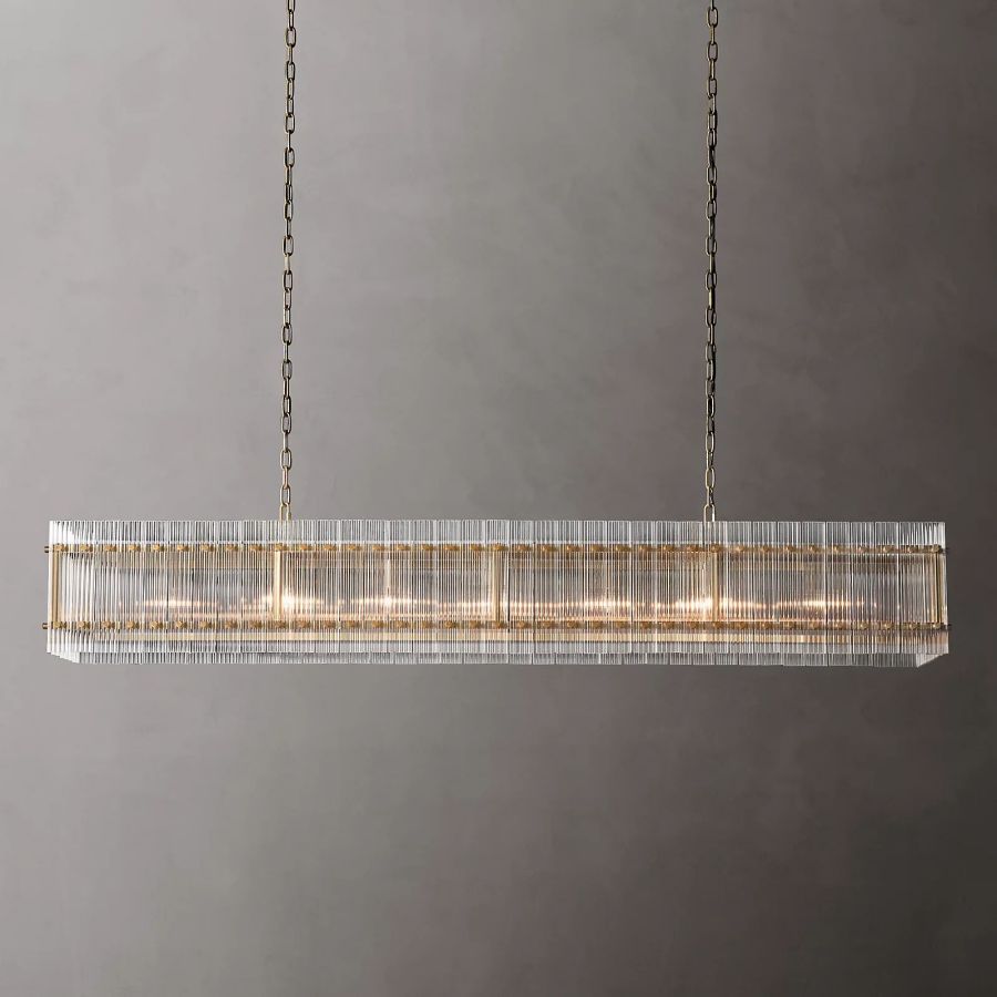 San Marco Vintage Glass Rectangle Chandelier 72"