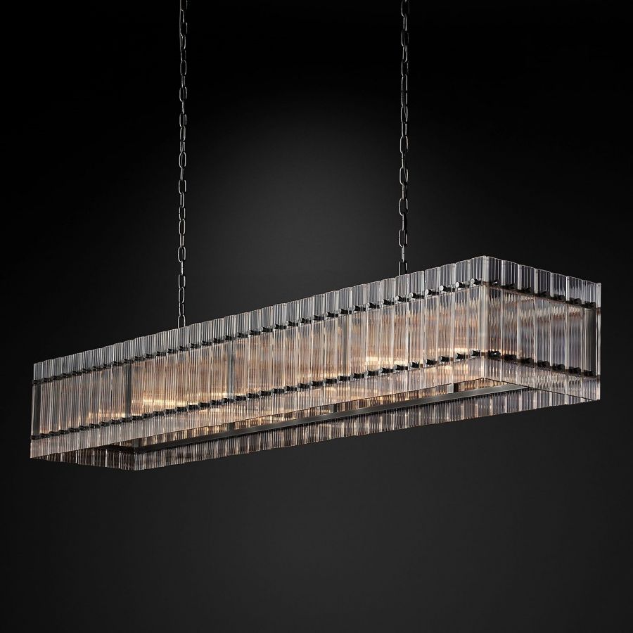 San Marco Vintage Glass Rectangle Chandelier 72"