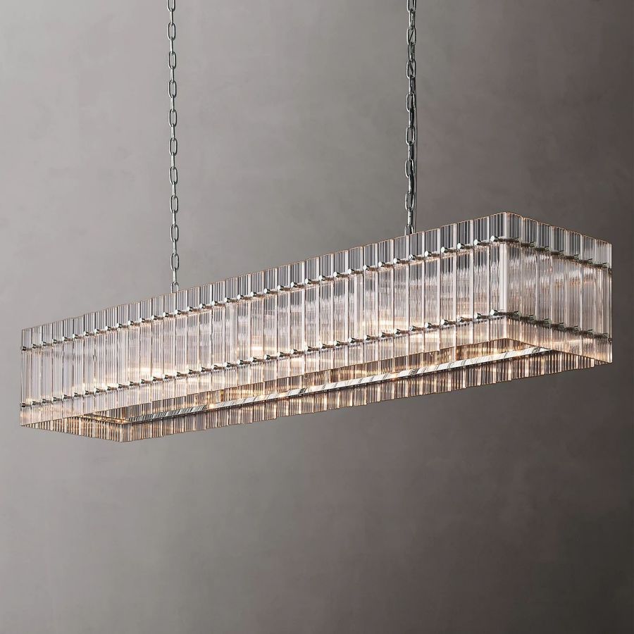 San Marco Vintage Glass Rectangle Chandelier 72"