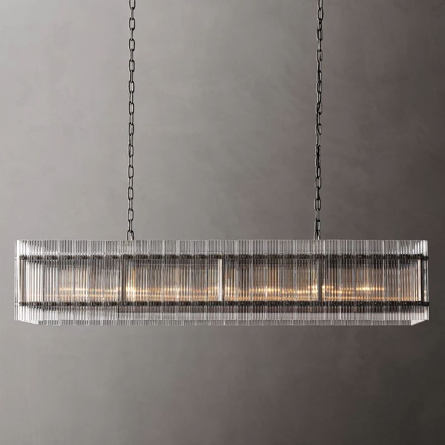 San Marco Vintage Glass Rectangle Chandelier 54"