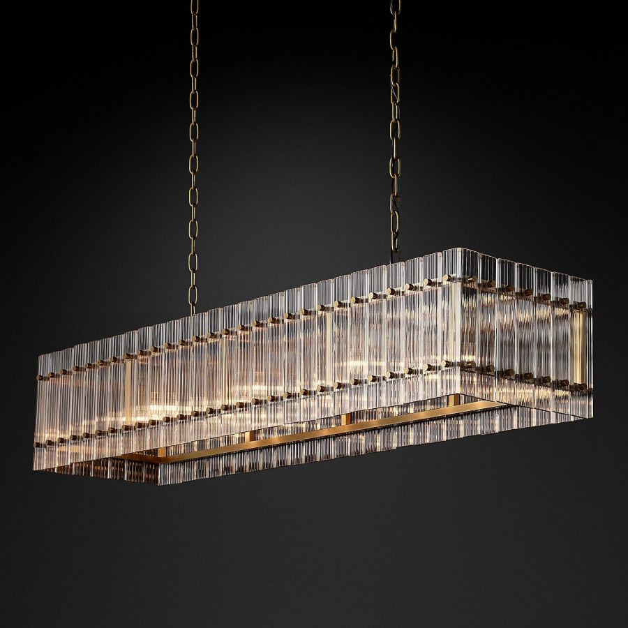 San Marco Vintage Glass Rectangle Chandelier 54"