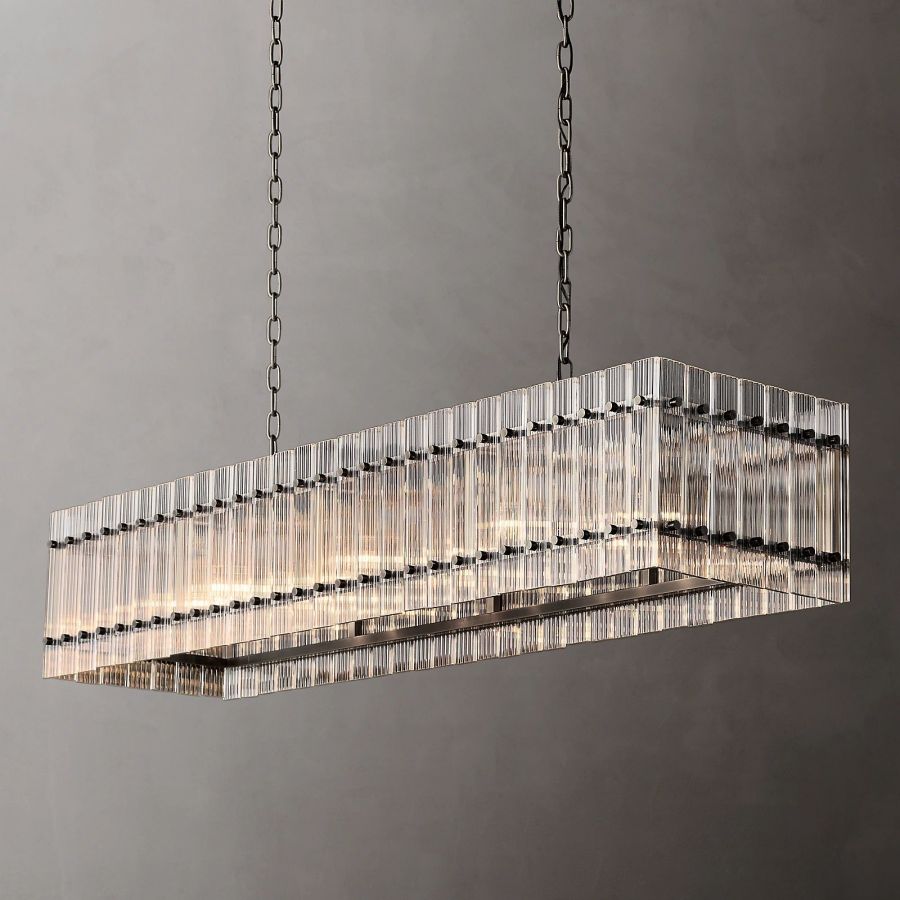 San Marco Vintage Glass Rectangle Chandelier 54"