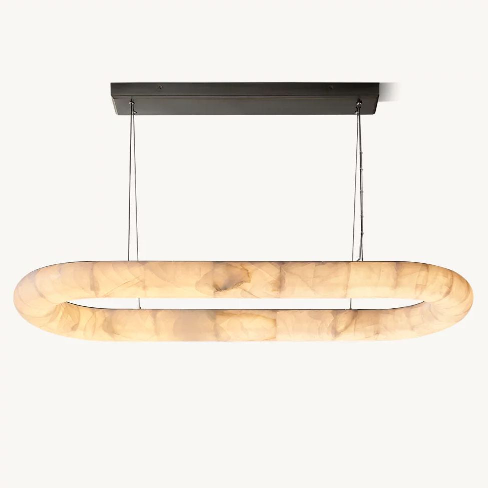 Rivage Lisse Veined Alabaster Oval Chandelier 57"