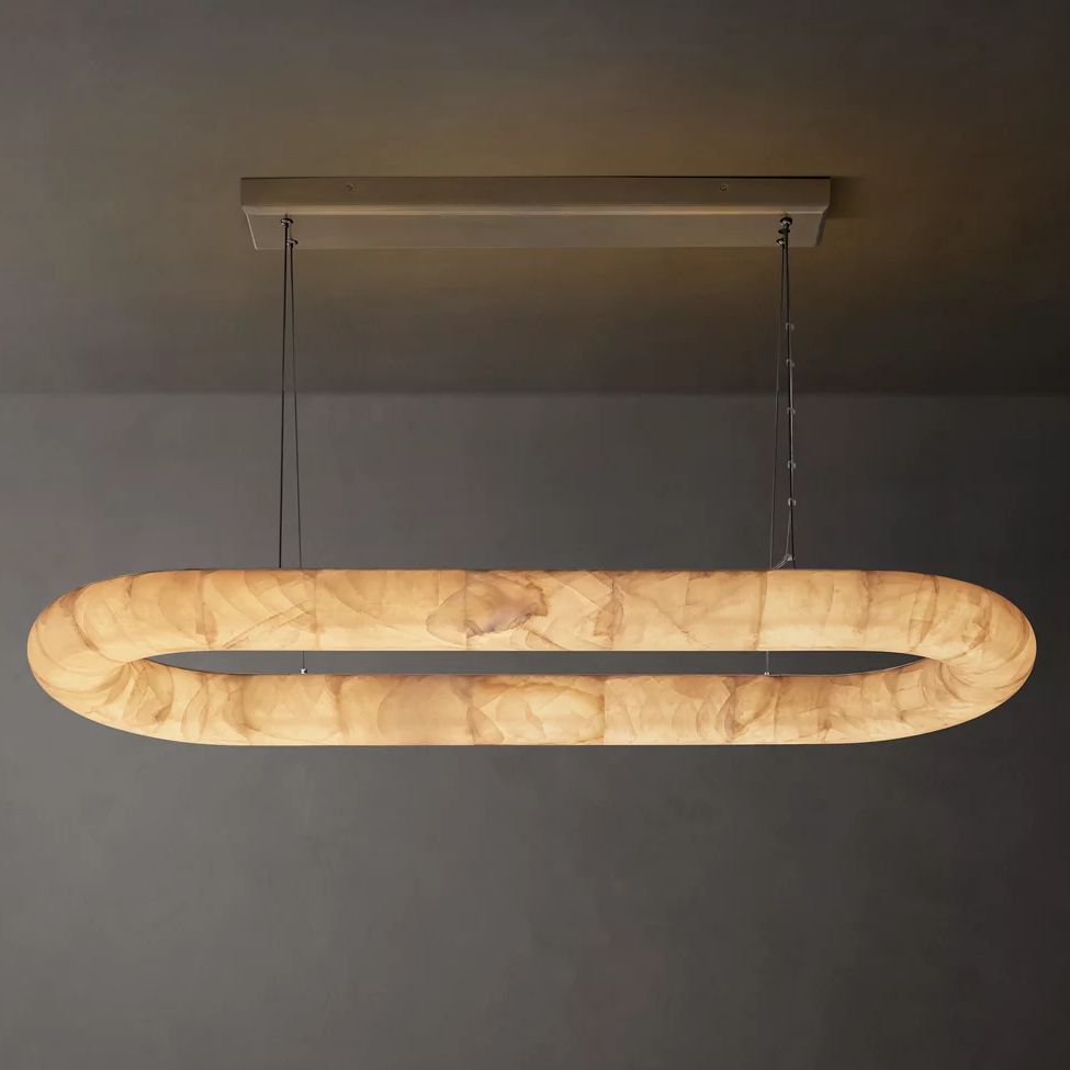 Rivage Lisse Veined Alabaster Oval Chandelier 57"