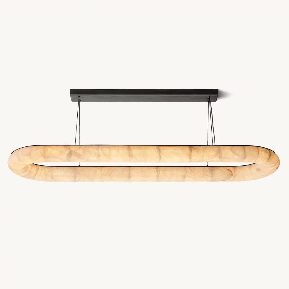Rivage Lisse Veined Alabaster Oval Chandelier 74"
