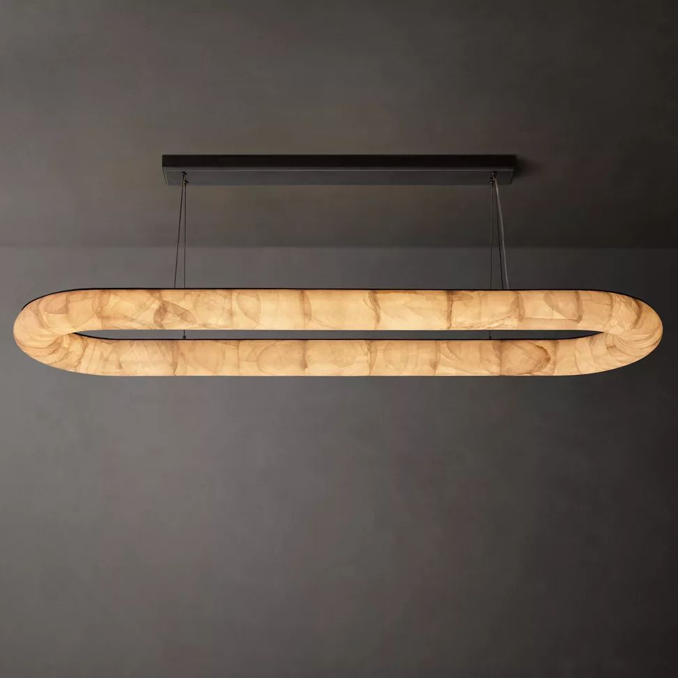 Rivage Lisse Veined Alabaster Oval Chandelier 74"