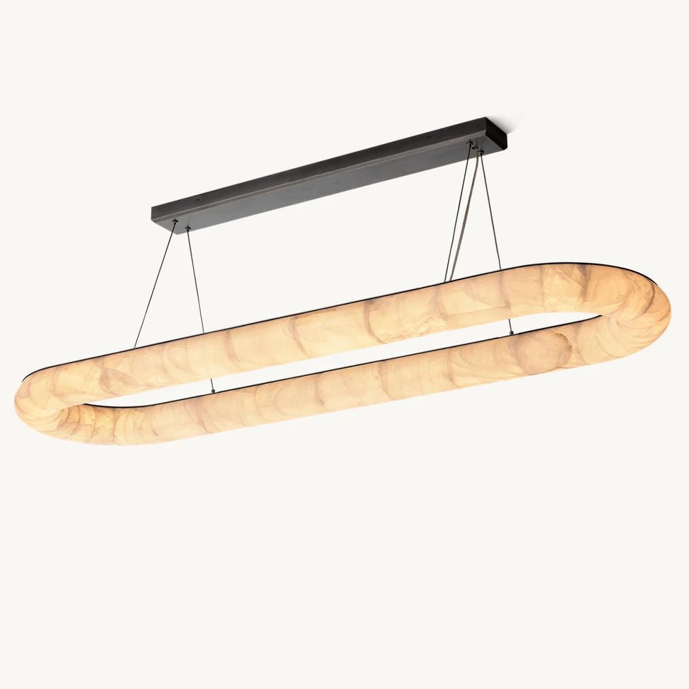Rivage Lisse Veined Alabaster Oval Chandelier 74"