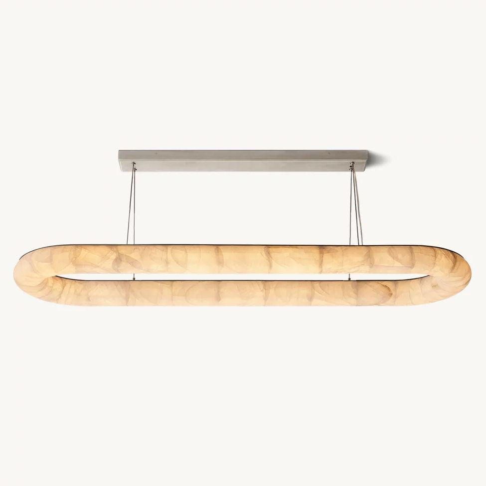 Rivage Lisse Veined Alabaster Oval Chandelier 74"