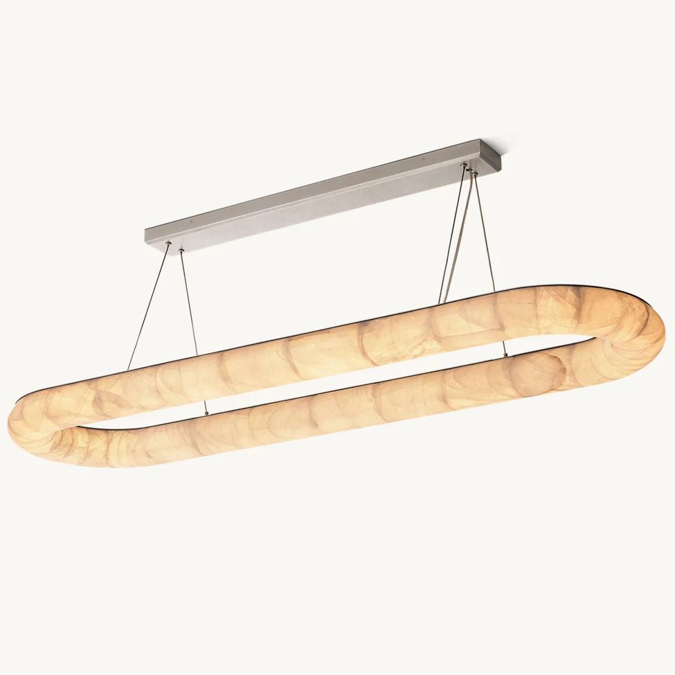 Rivage Lisse Veined Alabaster Oval Chandelier 74"