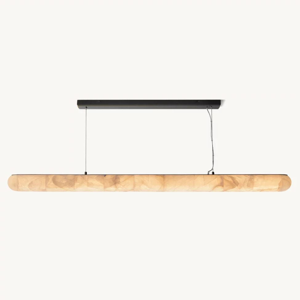 Rivage Lisse Veined Alabaster Linear Chandelier 80"