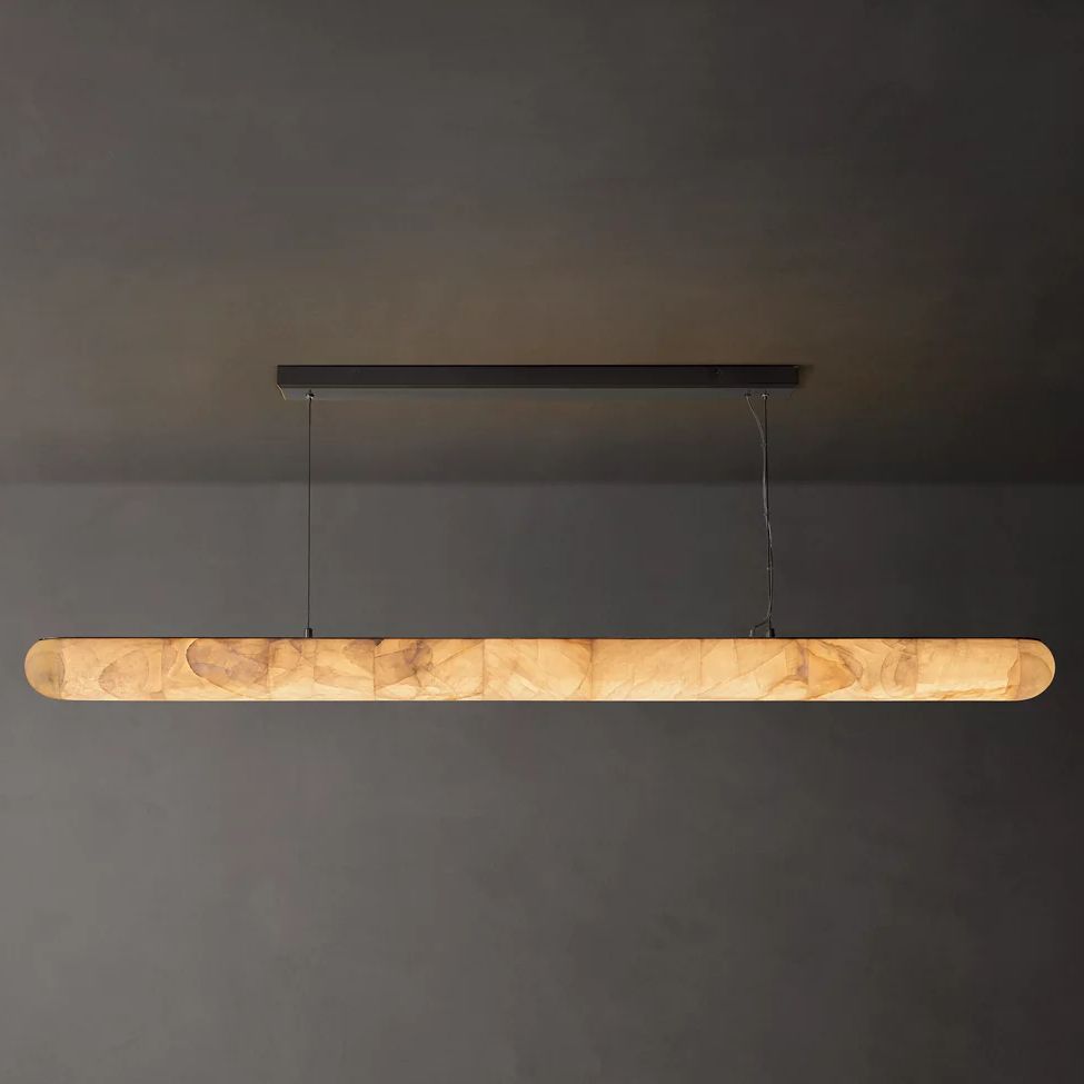Rivage Lisse Veined Alabaster Linear Chandelier 80"
