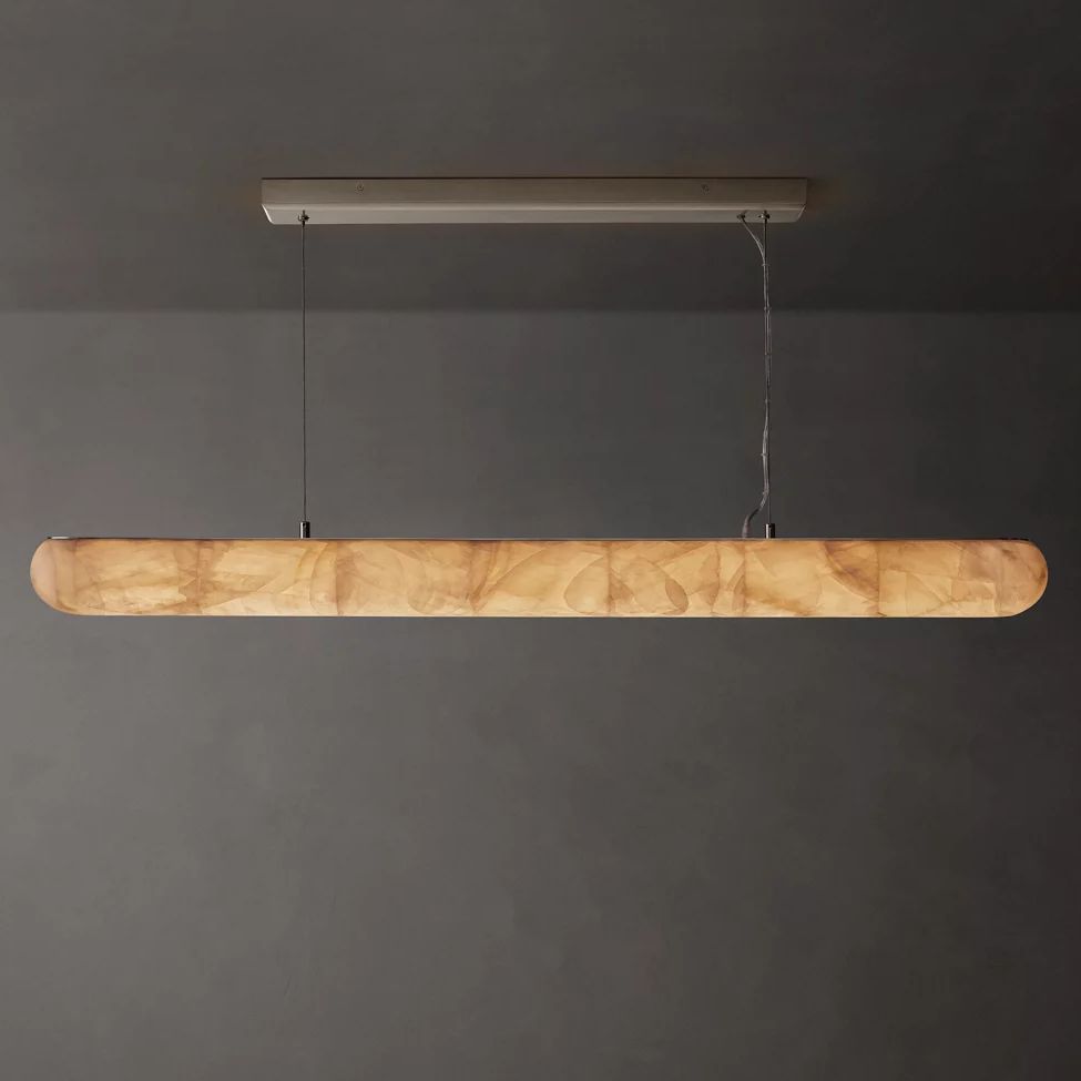 Rivage Lisse Veined Alabaster Linear Chandelier 80"