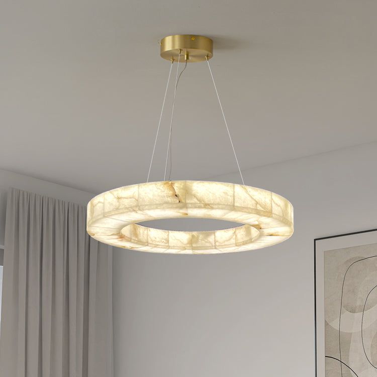 Rivage Veined Alabaster Round Chandelier 31"