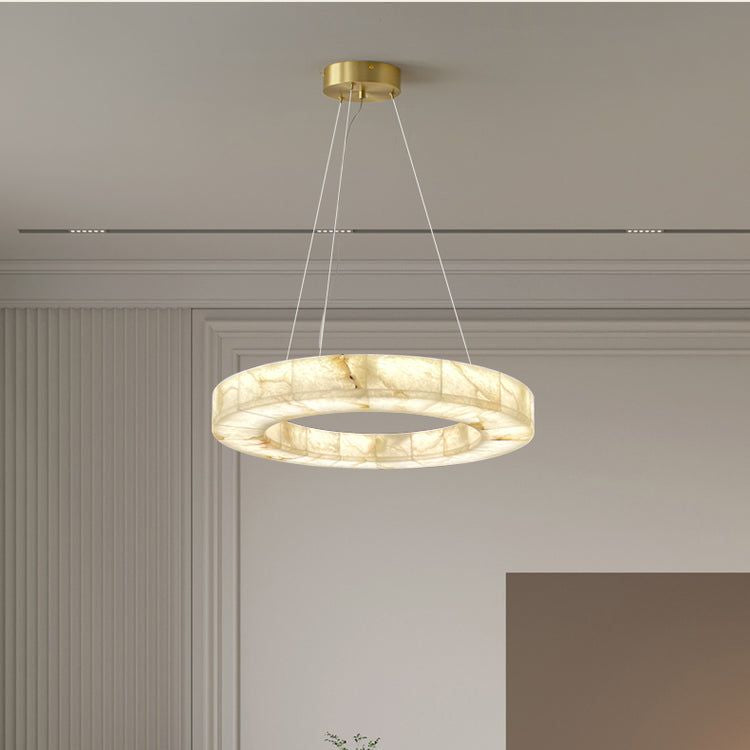 Rivage Veined Alabaster Round Chandelier 31"