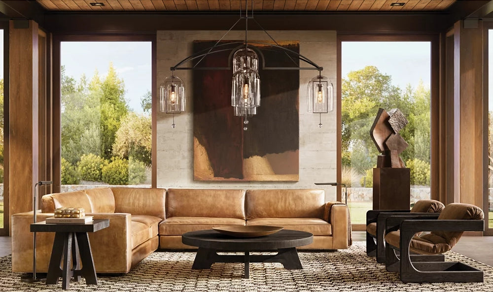 Fulcrum Blown Glass Round Chandelier 73"