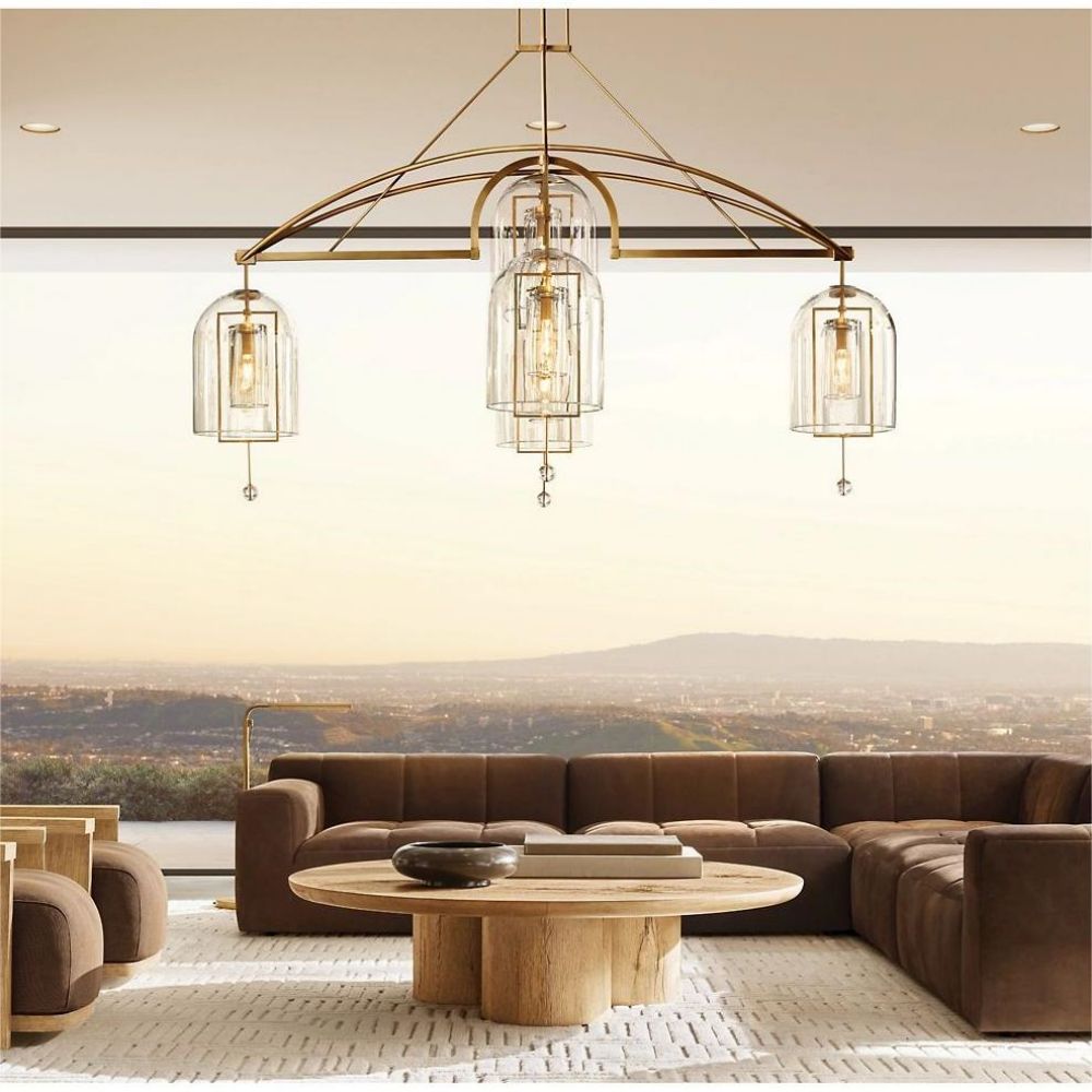 Fulcrum Blown Glass Round Chandelier 73"