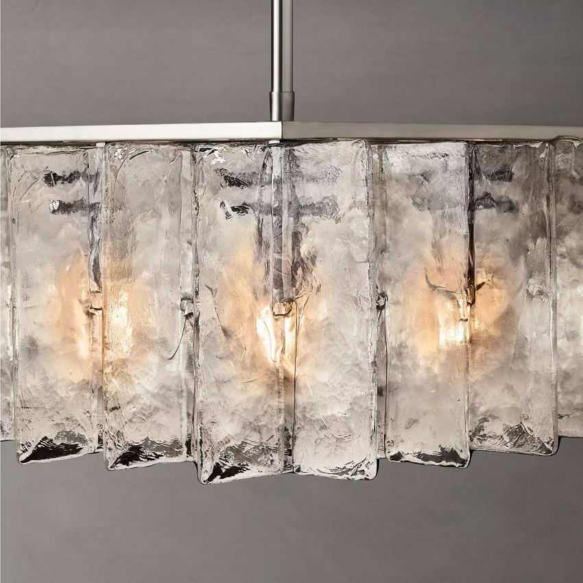 Lattice Clear Glass Square Chandelier 49"