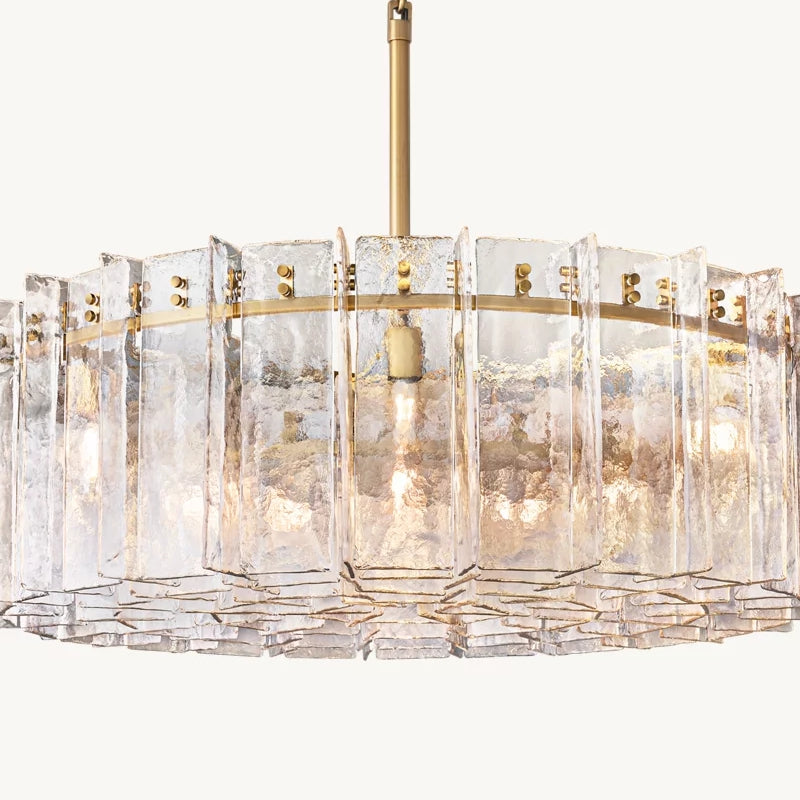 Lattice Clear Glass Round Chandelier 48"