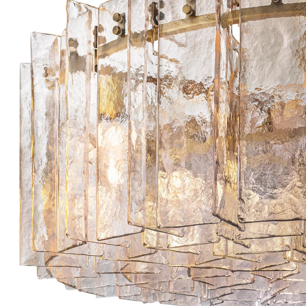 Lattice Clear Glass Round Chandelier 48"