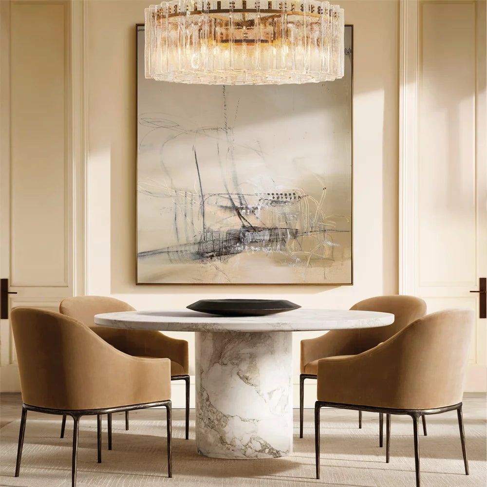 Lattice Clear Glass Round Chandelier 48"