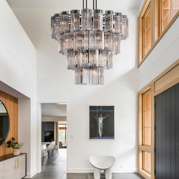 Delsie Reeded Glass Tiered Round Chandelier